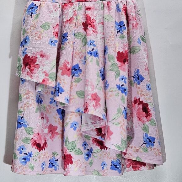 Girls Wonder Nation Pink Floral Dress Size 7 Sleeveless Belted Spring Style - Picture 3 of 12